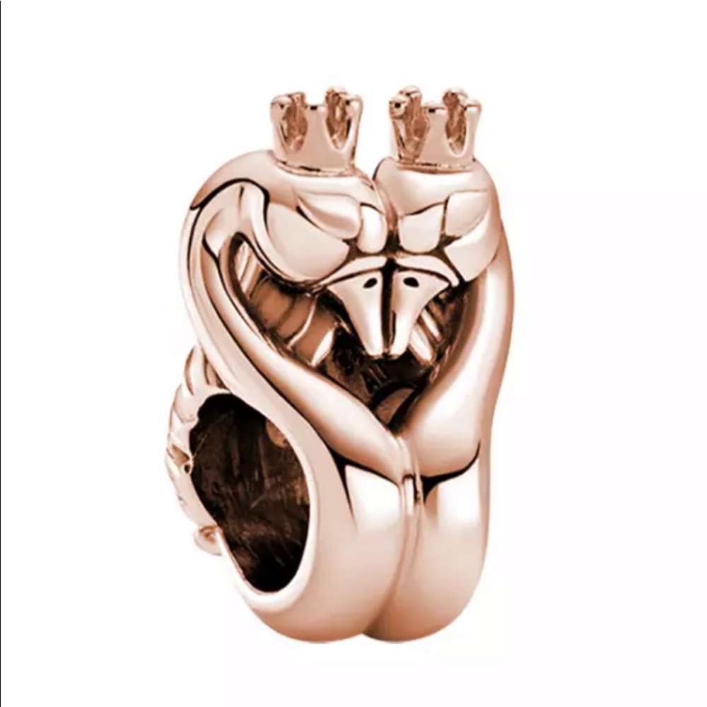 NEW•Rosegold Swan Couple DIY Charm